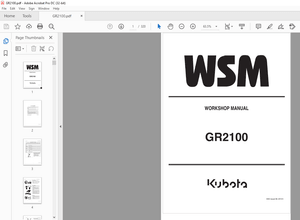 Kubota Garden Tractor GR2100 Workshop Manual – PDF DOWNLOAD