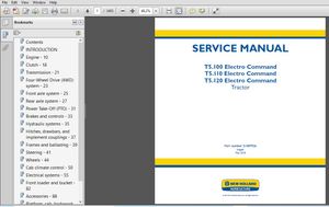 New Holland T5.100, T5.110, T5.120 Electro Command Tractor Service Manual (51487926)