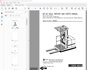 BT Prime Mover OE-35 Electric Order Selector Repair &amp; Parts Manual - PDF DOWNLOAD