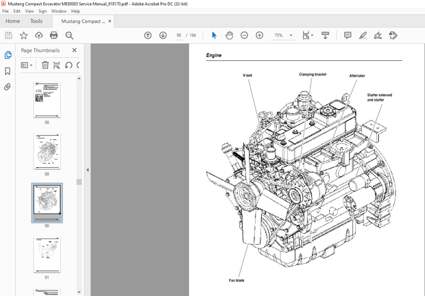 Mustang Compact Excavator ME80003 Service Manual (918170) – PDF DOWNLOAD