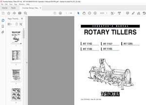 Frontier Rotary Tillers RT1142 RT 1157 RT 1265 RT 1149 RT 1165 Operator’s Manual(MHF07010181) – PDF 