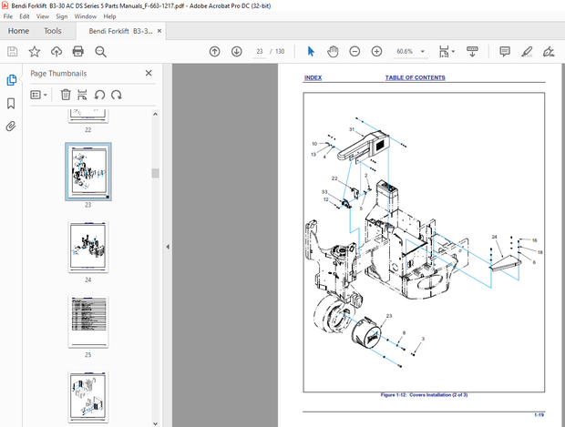 Bendi Landoll B3-30AC/DS Articulated Counterbalance Forklift Parts Manual – PDF DOWNLOAD