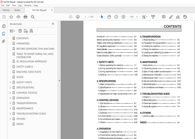 Hyundai HL730-9S Wheel Loader Operator’s Manual – PDF DOWNLOAD