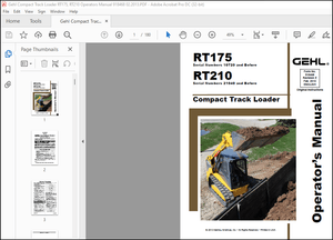 Gehl RT175 RT210 Compact Track Loader Operator’s Manual 918468 – PDF DOWNLOAD