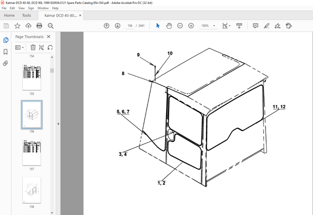 Kalmar DCD 40-80, DCD 90L 1999 Spare Parts Catalogue Manual 920936.0121 – PDF DOWNLOAD