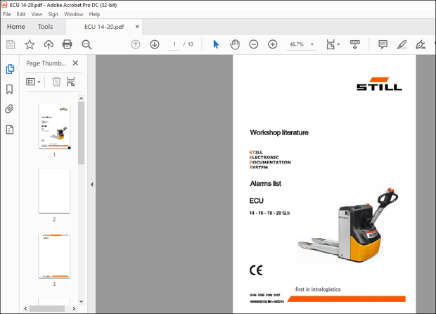 STILL STED forklift Alarms list ECU 14-16-18-20 Q.li Workshop Manual – PDF DOWNLOAD