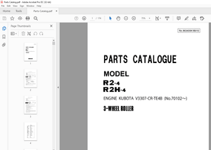 Sakai 3-Wheel Roller R2·4 R2H-4 ENGINE KUBOTA V3307-CR-TE4B Parts Catalogue Manual