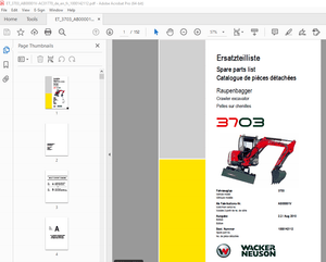 Wacker Neuson 3703 Crawler Excavator Parts Manual 1000142112 - PDF DOWNLOAD
