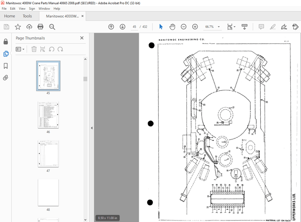 Manitowoc Traditional Crane 4000W Parts Manual SN 40665 – PDF DOWNLOAD