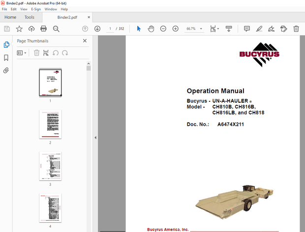CAT Bucyrus Face Haulage 816-1083 Operation &amp; Maintenance Manual BI631247 - PDF DOWNLOAD