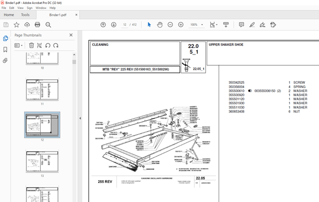 Laverda 225 REV Agricultural Tractor Parts Manual 551500163-551500296 – PDF DOWNLOAD