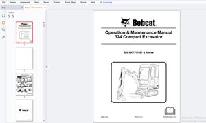 Bobcat 324 Compact Excavator Operation &amp; Maintenance Manual (SN AKY511001 &amp; Above) – PDF DOWNLOAD