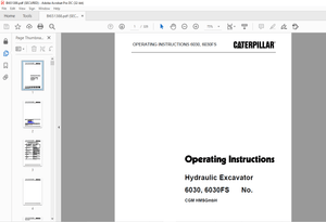 Caterpillar Hydraulic Excavator 6030, 6030FS OPERATING INSTRUCTIONS MANUAL BI651388 - PDF DOWNLOAD