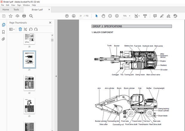 Hyundai R160W-9A Wheeled Excavator Service Manual 2023 – PDF DOWNLOAD