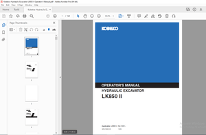 Kobelco LK850 II Hydraulic Excavator Operator’s Manual – PDF DOWNLOAD