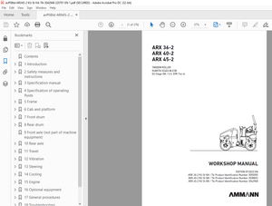 Ammann ARX 36-2 ARX 40-2 ARX 45-2 Tandem Roller Workshop Manual - PDF
