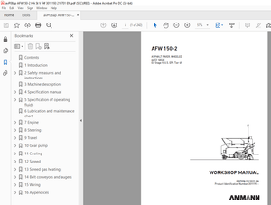 Ammann AFW 150-2 Asphalt Paver, Wheeled Workshop Manual 3011193 PDF