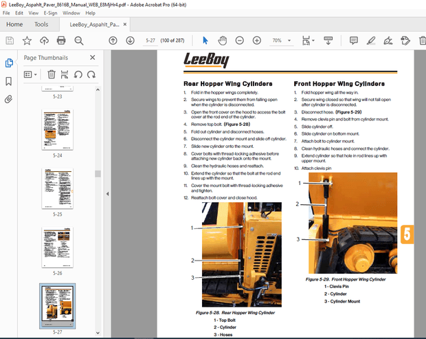 LEEBOY 8616B Conveyor Paver Operations, Service &amp; Parts Manual SN 101158 PDF DOWNLOAD