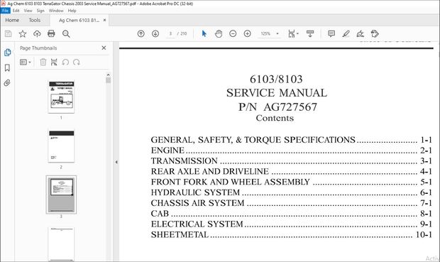 Ag Chem 6103 8103 TerraGator Chassis 2003 Service Manual_AG727567 – PDF DOWNLOAD