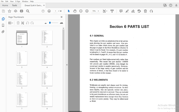 Drexel SL44/4 Swingmast Lift Truck Parts Manual 1412547 (SECTION 6) - PDF DOWNLOAD