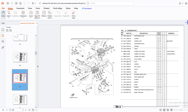 Yamaha Genuine XVS650(4VRE) XVS650(4XRE) Europe Parts Manual - PDF DOWNLOAD