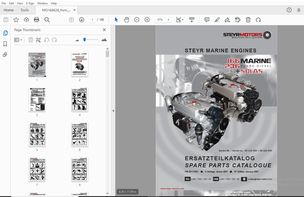 Steyr MO166K28 Marine Turbo Diesel Solas Parts Manual – PDF DOWNLOAD