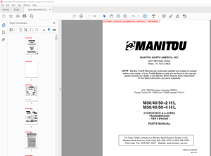 Manitou Forklift M304050–2 HL M304050–4 HL PARTS MANUAL – PDF DOWNLOAD