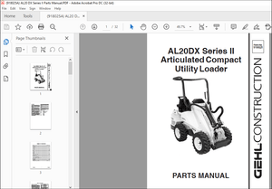 Gehl AL20DX Series II Articulated Compact Utility Loader Parts Manual 918025 – PDF DOWNLOAD