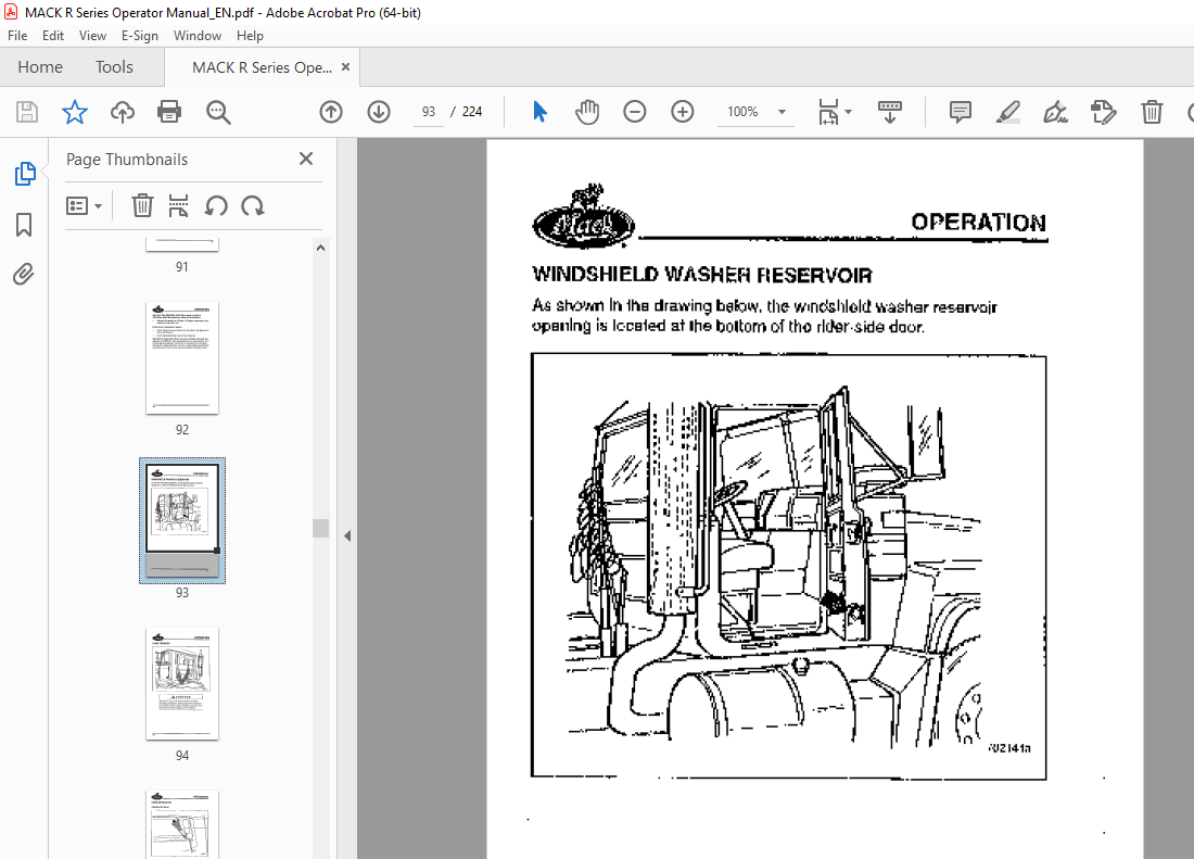 Mack Truck R Series Operator's Manual TS57500 - PDF DOWNLOAD