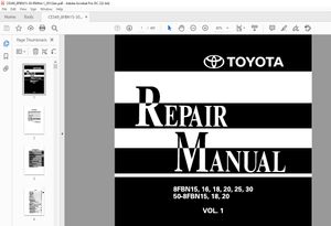 Toyota Forklift 8FBN15-30 50-8FBN15 50-8FBN18 50-8FBN20 Repair Manual Vol 1 - PDF DOWNLOAD