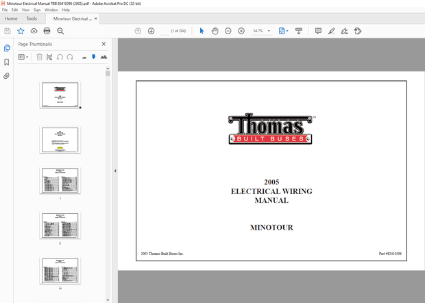 Thomas Built Buses MINOTOUR 2005 ELECTRICAL WIRING MANUAL  – PDF DOWNLOAD