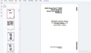 John Deere 4.5L OEM Diesel Engines Final Tier 4/Stage IV Platform Component Technical Manual CTM1201