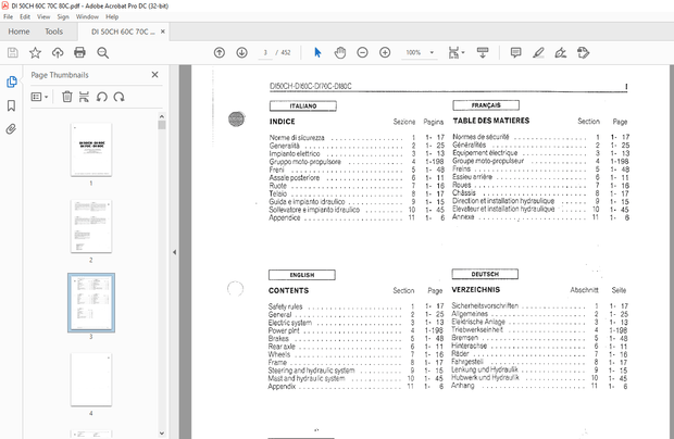 Still STED Forklift DI 50CH -DI 60C DI 70C – DI 80C REPAIR MANUAL- PDF DOWNLOAD