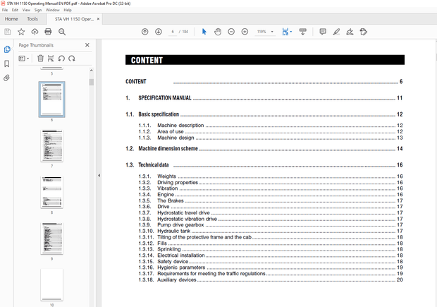STA VH 1150 TANDEM VIBRATORY ROLLER ENGINE CUMMINS TIER II OPERATING MANUAL – PDF DOWNLOAD