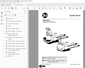 BT Prime-Mover RMX HMX Electric Low Lift Pallet Truck Part Manual_1997 - PDF DOWNLOAD