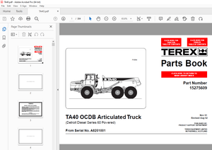 Terex TA40 OCDB Articulated Truck (Detroit Diesel Series 60 Powered) Parts Manual - PDF DOWNLOAD 