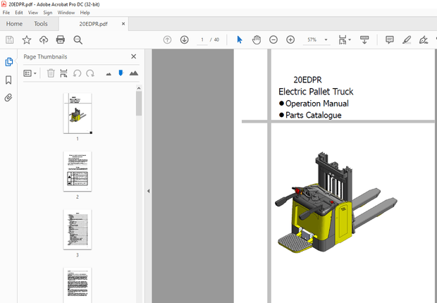 Hyundai Forklift 30EPCR Electric Pallet Truck Operator’s &amp; Service Manual -PDF DOWNLOAD
