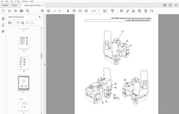 Sakai Asphalt Roller CR271 Operation &amp; Maintenance Manual PDF