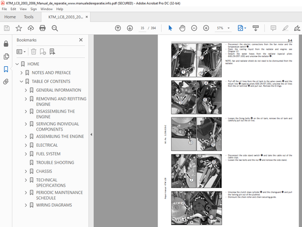 2003-2006 KTM 950/990 ADVENTURE 990 SUPER DUKE 950 SUPERMOTO 950 SUPER ENDURO Repair Manual - PDF DO