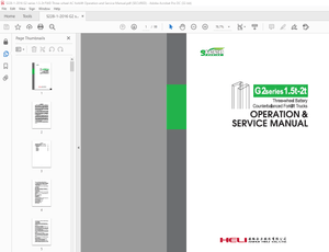Heli G2 Series 1.5t-2t Three-Wheel Battery Forklift Operation &amp; Service Manual
