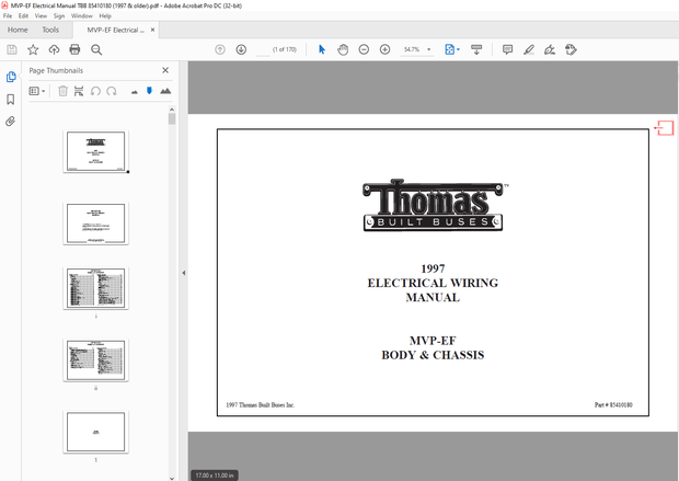 Thomas Built Buses 1997 MVP-EF ELECTRICAL WIRING MANUAL – PDF DOWNLOAD