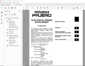 Mitsubishi Pajero 2001 Electrical Wiring Supplement Manual PDF