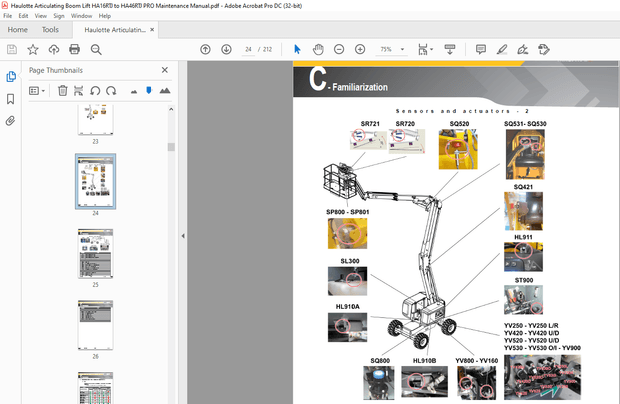 Haulotte Forklift HA16RTJ – HA16RTJ O – HA16RTJ PRO Maintenance Manual –  PDF DOWNLOAD