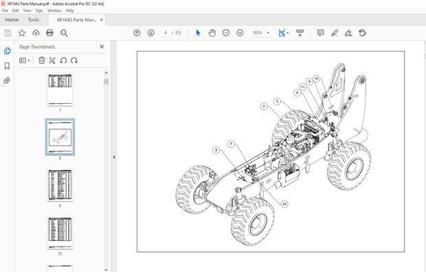 Xtreme Telehandler XR1642 Forklift Parts Manual – PDF DOWNLOAD