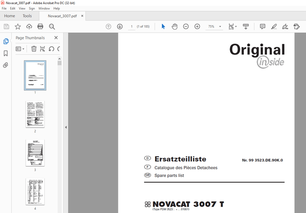 Pottinger Tractor Mower NOVACAT 3007 T Spare parts list Manual – PDF DOWNLOAD