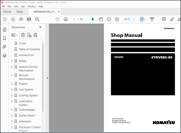 Komatsu 4TNV98C-S5 Engine Shop Manual WENBM00180 – PDF DOWNLOAD