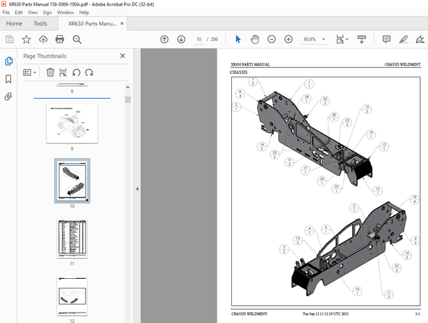 Xtreme XR630 Telehandler Parts Manual 158-0069-100A – PDF DOWNLOAD