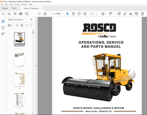 ROSCO CHALLENGER 6 Broom Operations, Service &amp; Parts Manual 1006551-01 PDF DOWNLOAD