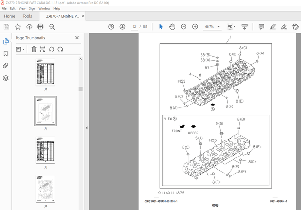 Hitachi ZAXIS 870LC-7 Series Hydraulic Excavator Engine Parts Manual XBSA01-1 - PDF DOWNLOAD
