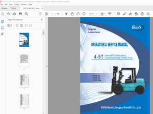 Baoli CPCD 40 CPCD 45 CPCD 50L Forklift Truck Operation &amp; Service Manual - PDF DOWNLOAD